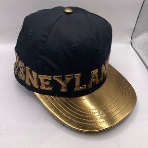 NWT Disneyland Resort Hat Cap Adult Black Gold Disney Parks Flat Bill 57-60 cm